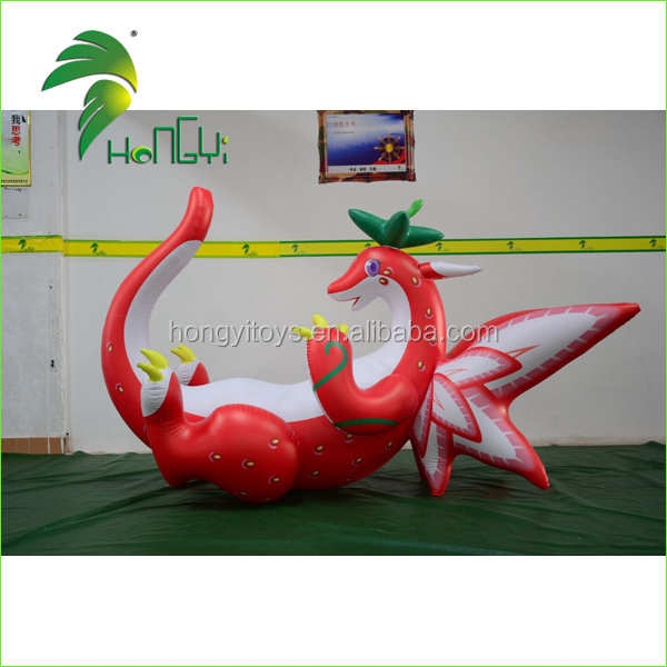 New Laying Style Soft Inflatable Dragon / Inflatable Strawberry Dragon Toys / Inflatable Soft Animals Toys