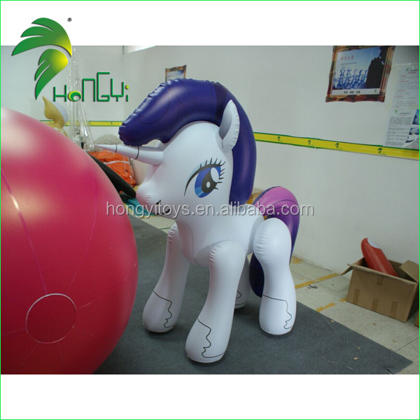 Hongyi PVC Inflatable Animal Toys / Inflatable Bouncy Cartoon Horse With Purple Tail