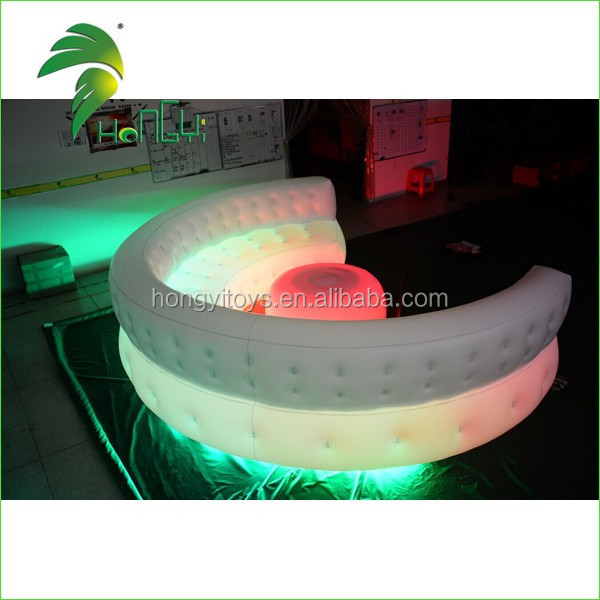 Best Seller White LED Inflatable Party Round Sofa , Inflatable Sofa Chair With Table For Sale