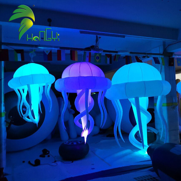 Beautiful Color Flashing Air Jellyfish Balloons / LED Lighting Up Inflatable Jellyfish for Night Party Decorations