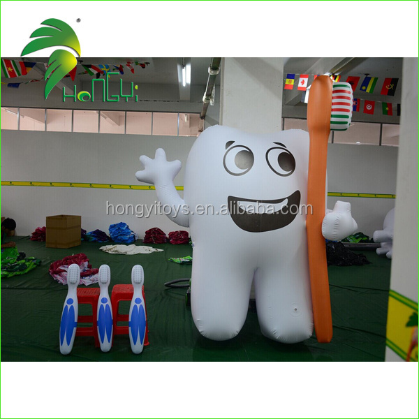 Advertising Customized Inflatable Tooth Shaped Balloon , Guangzhou Hongyi Giant Inflatable Tooth With Toothbrush