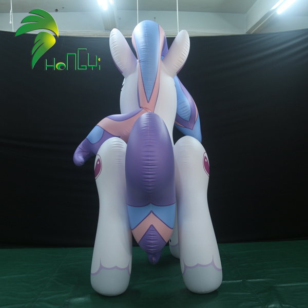 Purple inflatable horse with sph, ride on horse toy pony for kids and adults, cartoon flying horse