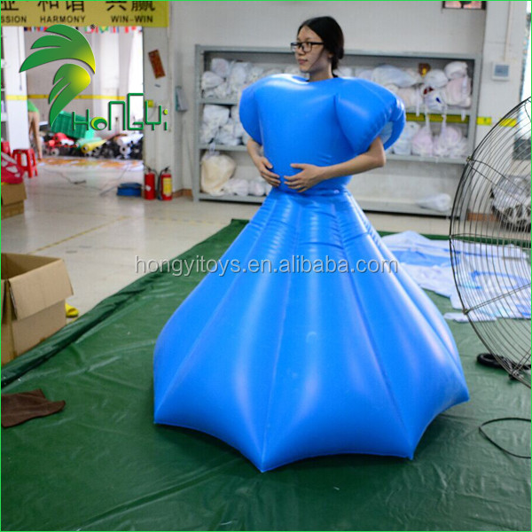 Customized Inflatable Blue Color Skirt Suit / Inflatable Mattress Costume / Inflatable Fancy Dress for Women