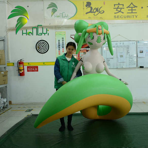 New design green naked Inflatable sexy snake girl for sale