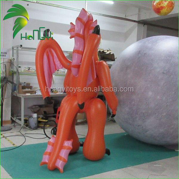 Customized Inflatable Dragon Shaped Suits , PVC Orange Inflatable Dragon Costume