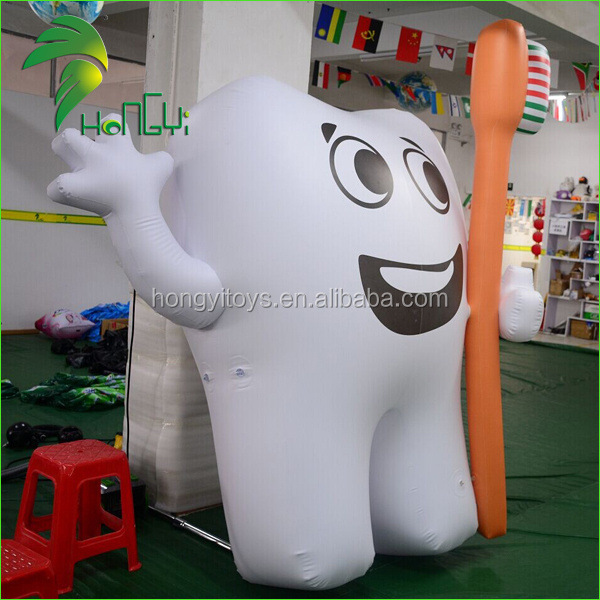 Giant White Inflatable Tooth Model / Inflatable Tooth Balloon With Inflatable Toothbrush For Advertising