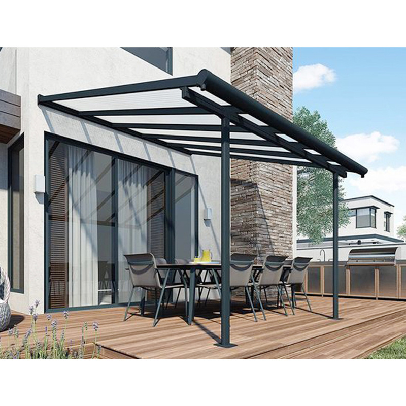 Terrace Outdoor Windproof Aluminum Frame Patio Cover Awning Rain Canopy With Polycarbonate Roof Pergola