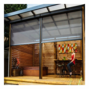 OEM Fireproof External Outdoor Waterproof Zip Screens Roller Curtain Blinds For Gazebo