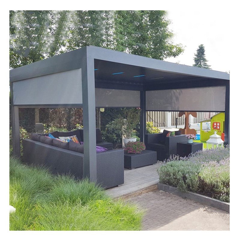 Aluminum Patio Coverings Electric Roof System Garden bioclimatic Pergola with Zip screen