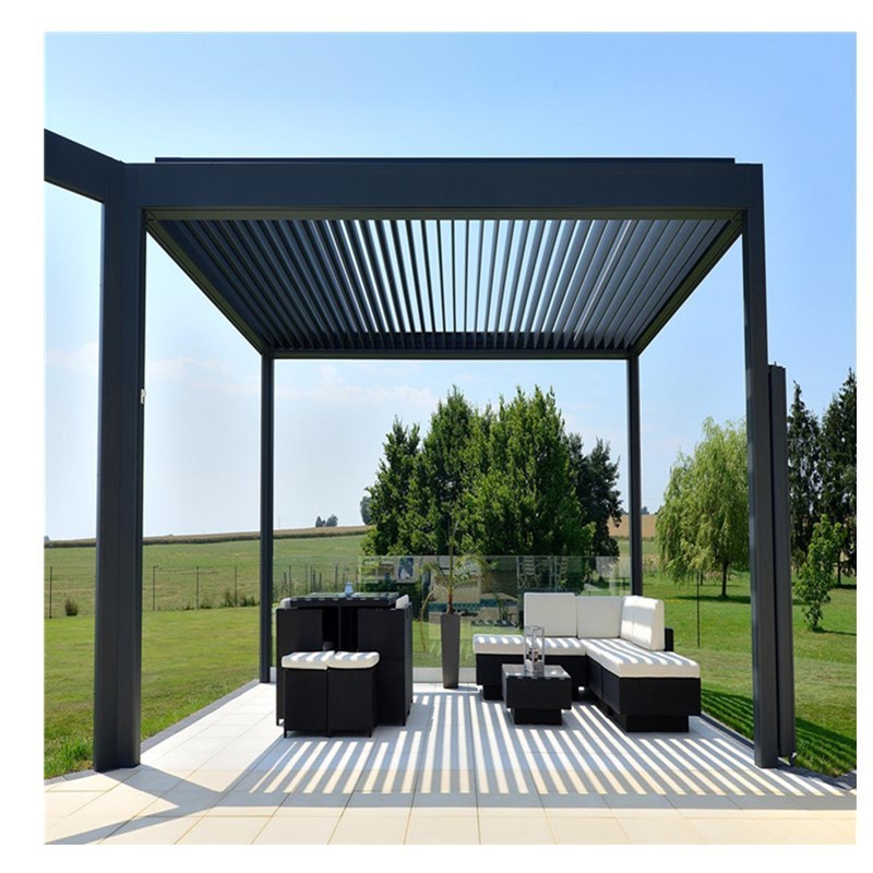 Aluminum Patio Coverings Electric Roof System Garden bioclimatic Pergola with Zip screen