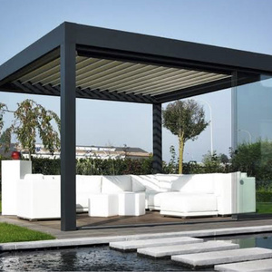 Motorized  Aluminum Waterproof Pergola Covers Sunshade Gazebo With Louvre