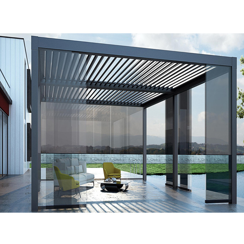 Luxury Garden Retractable Louver Roof Shade Waterproof Bioclimatic Canopy Gazebo Pergola Aluminium Outdoor