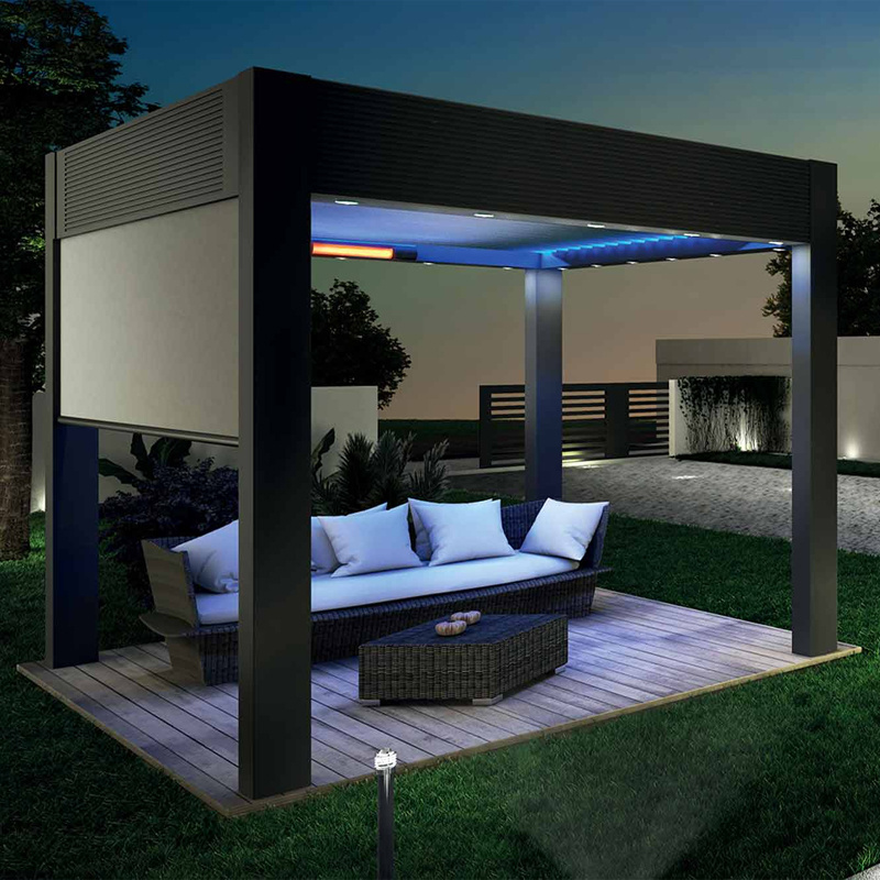 Backyard Shade Sustainable Wall Mounted Aluminium Pergola Retractable Awning Tent Gazebo 4X3