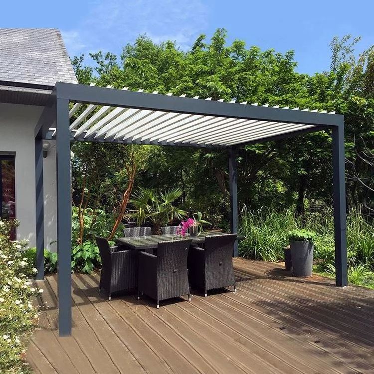 Custom Modern Aluminium Arches Gazebos Pergola Opening Louvred Roof Bioclimatic Outdoor Aluminium Pergola