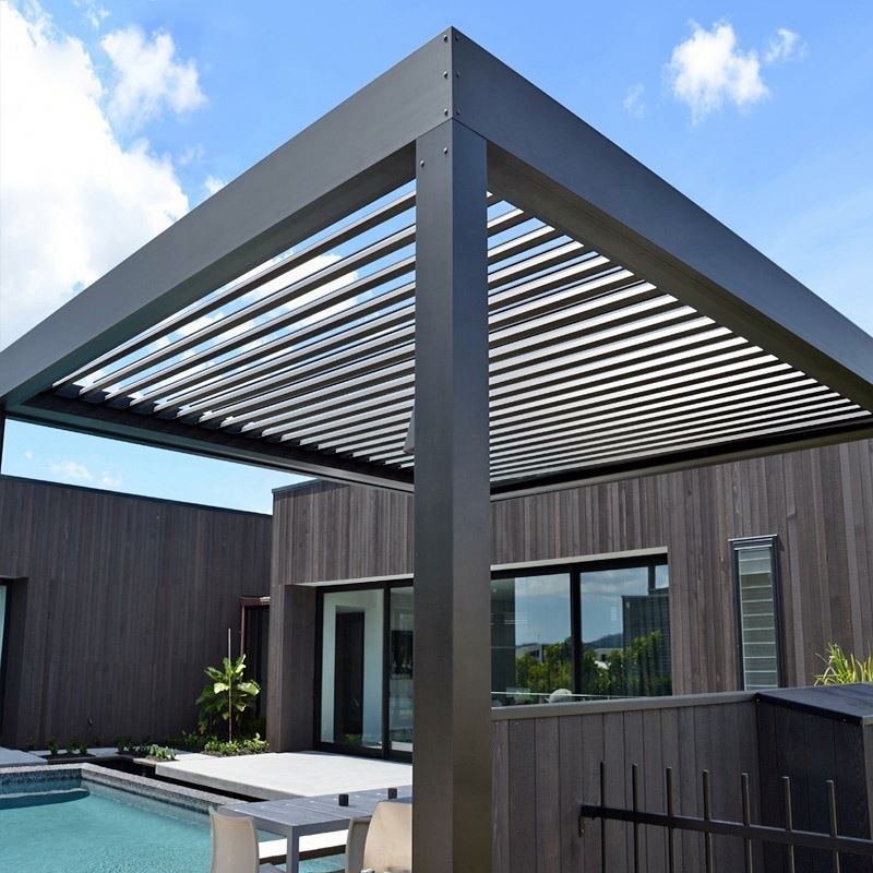 Custom Modern Aluminium Arches Gazebos Pergola Opening Louvred Roof Bioclimatic Outdoor Aluminium Pergola