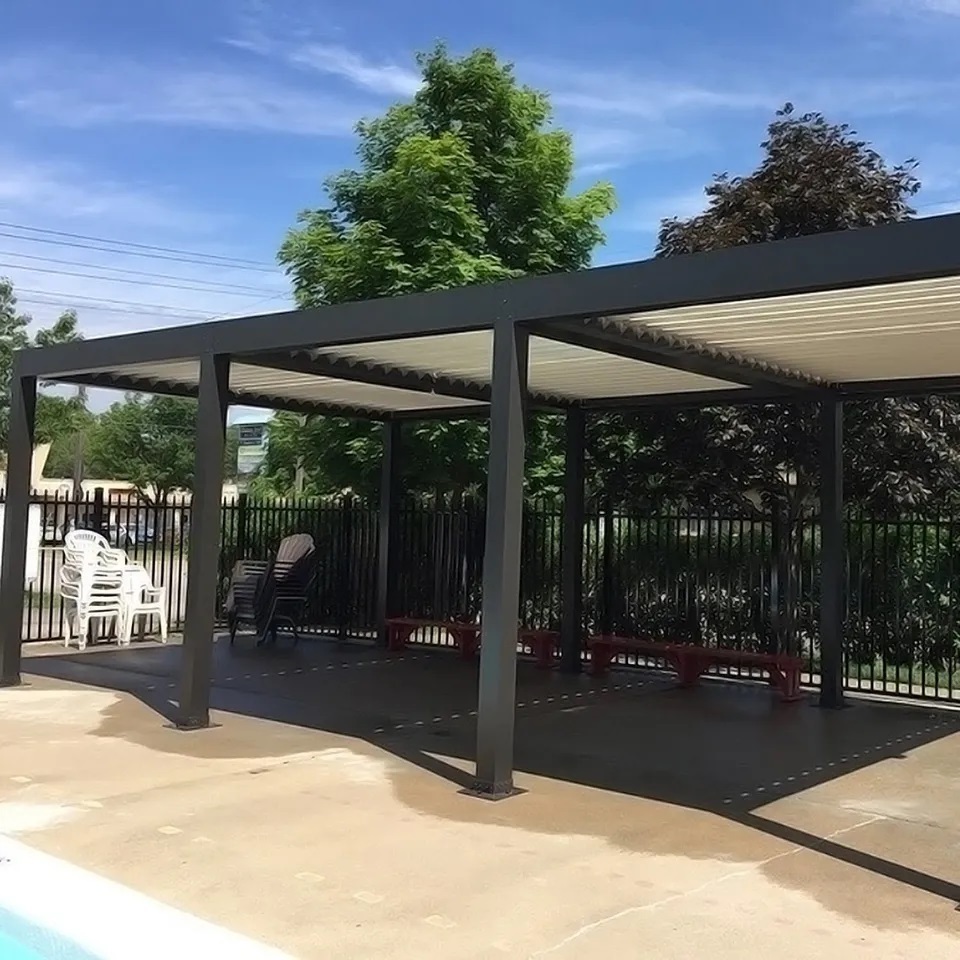 Aluminum Lourve Pergola Louvered Bioclimatic Arches Arbours Pergolas With Side Screen