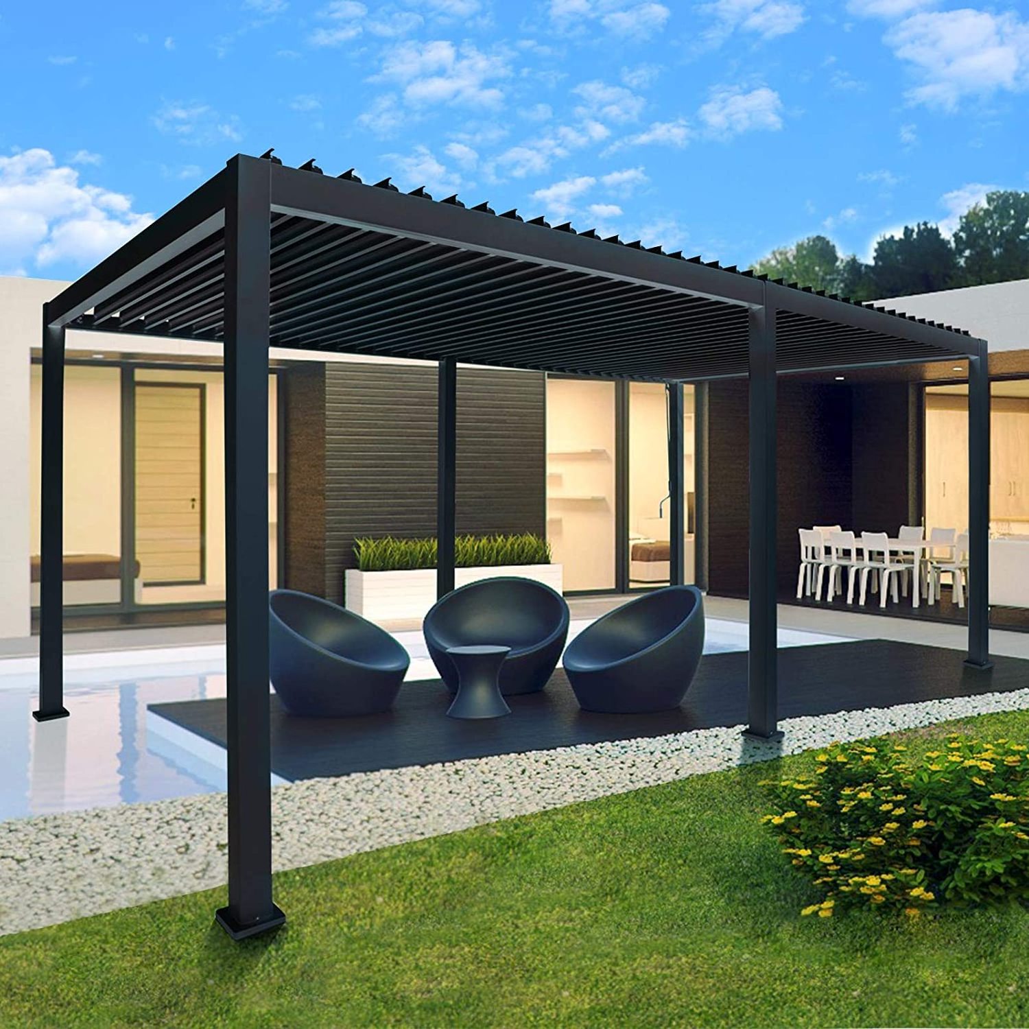 Pergolas Modernas Best Price Luxury Garden Gazebo With Louver Roof Electric Pergula