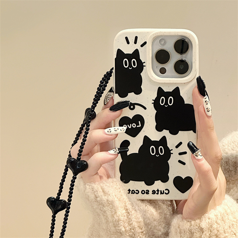 Works with iPhone15 Black Cat Degradation Wheat 14pro max Case 13/12 phone case 11pro