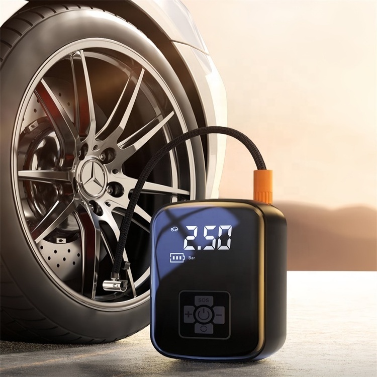 Multifunctional AI 120W Wireless Car Air Pump Mini Compressor with Tire Pressure Monitor Function