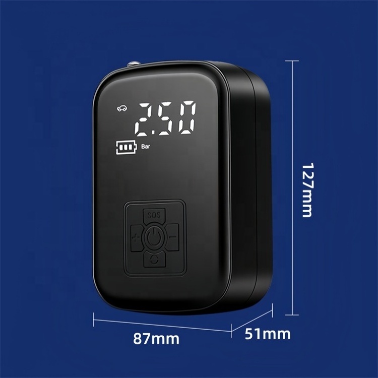 Multifunctional AI 120W Wireless Car Air Pump Mini Compressor with Tire Pressure Monitor Function