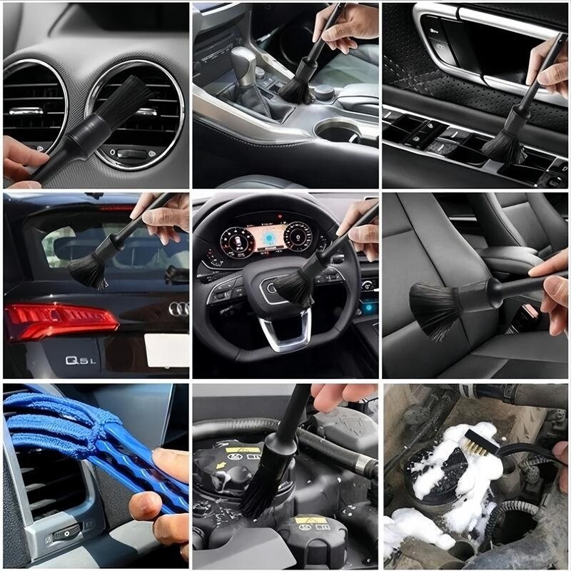 15 Pcs Car Detailing Brushes Set for Rim Wheel Leather Car Wash Brushes Car Cleaning Kit