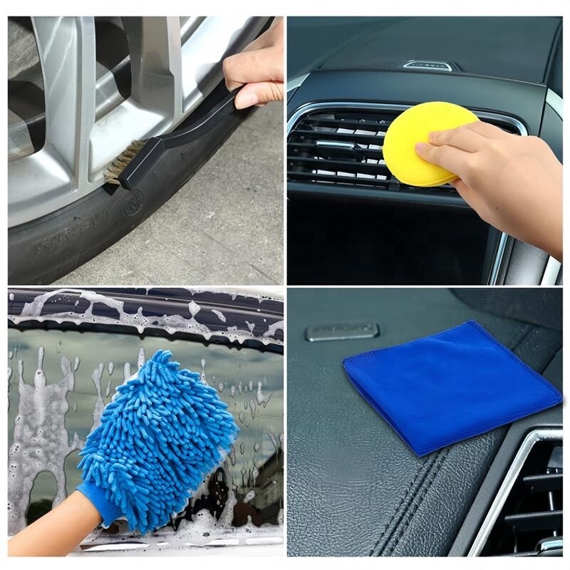 15 Pcs Car Detailing Brushes Set for Rim Wheel Leather Car Wash Brushes Car Cleaning Kit