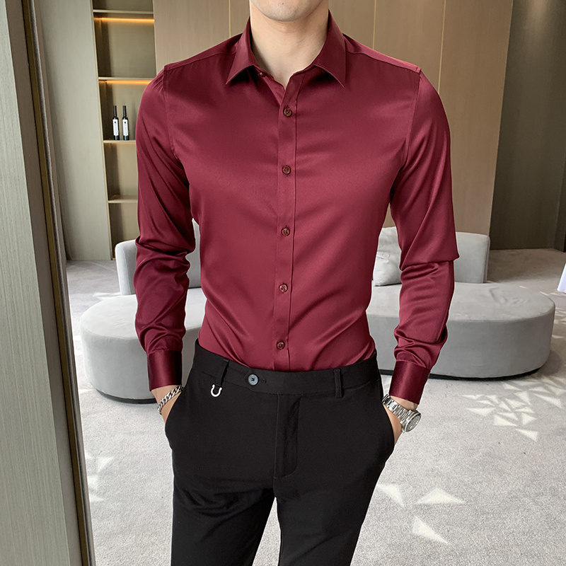 Factory wholesale hot sale luxury anti wrinkle icy cotton royal blue dress shirt for men