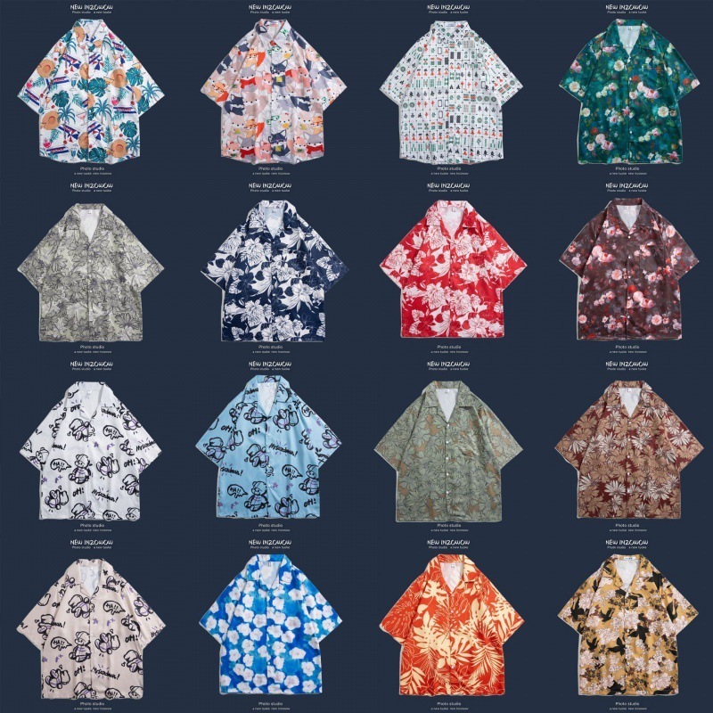 Casual Resort Summer Printed Hawaiian Short Sleeve Tops Blouse Beach Custom Graphic Beach Hawaiian Shirts For Men