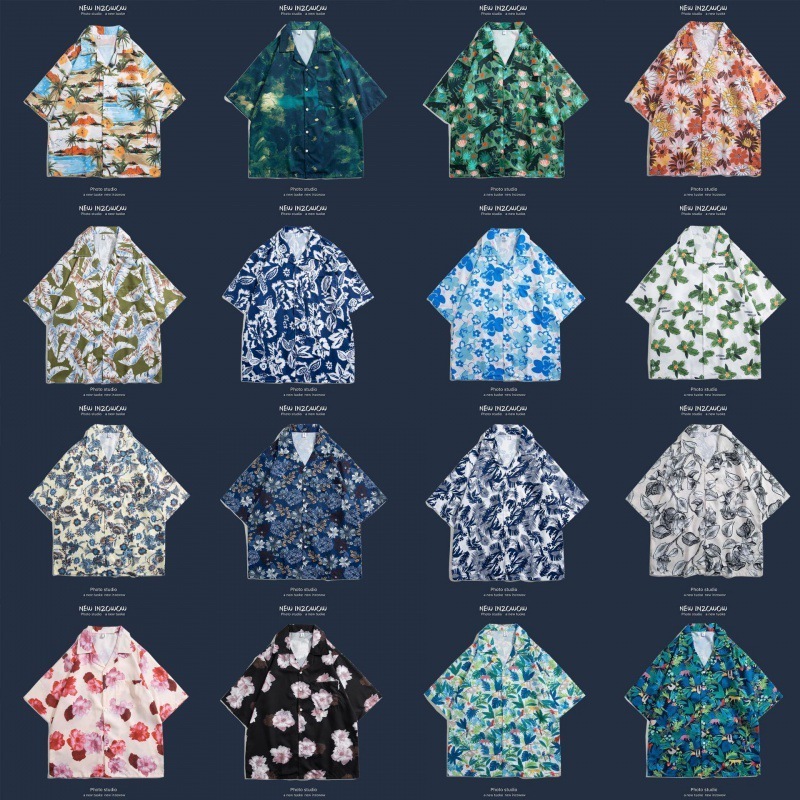 Casual Resort Summer Printed Hawaiian Short Sleeve Tops Blouse Beach Custom Graphic Beach Hawaiian Shirts For Men