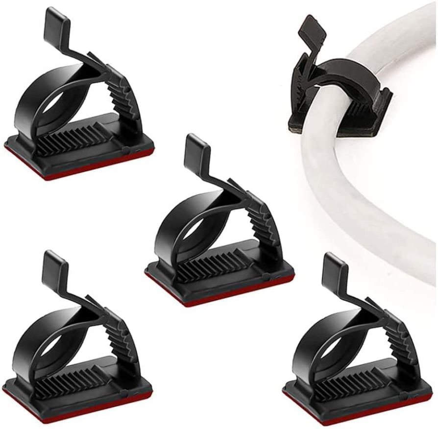 Wire Organizer Cord Holder for Under Desk Car Wall TV PC Ethernet Cable Adhesive Cable Clips Black 60pcs Cable Management