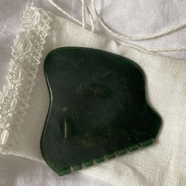 Green Nephrite Jade Guasha Scraping Massage Tool Jade Roller Gua Sha Face Massager Facial Stone Gua Sha Board