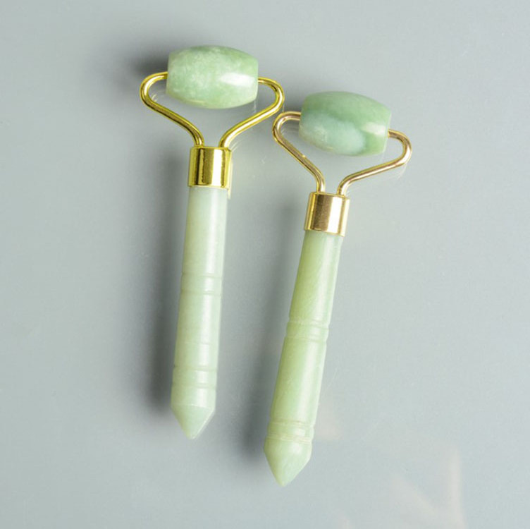 100% Natural Xiuyan jade Roller Mini Facial Eye Massage Roller Face Gua Sha Beauty Green Jade Roller