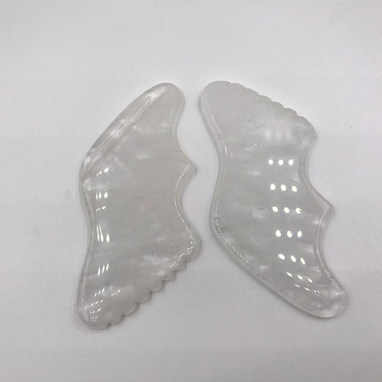 2020 Custom Logo Box White Jade Guasha Set Crystal Quartz Gua Sha Stone Scraping Facial Massage Gua Sha Tool