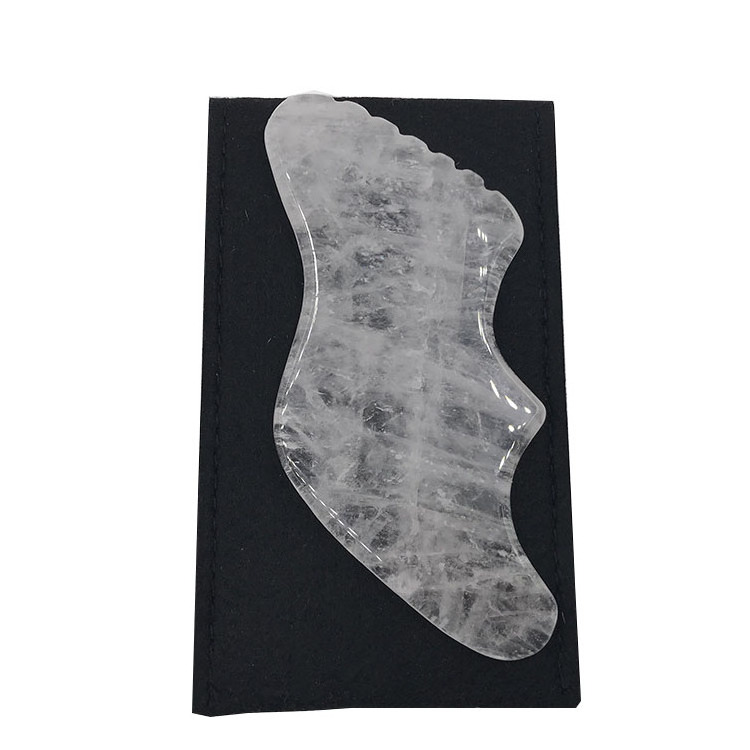 2020 Custom Logo Box White Jade Guasha Set Crystal Quartz Gua Sha Stone Scraping Facial Massage Gua Sha Tool