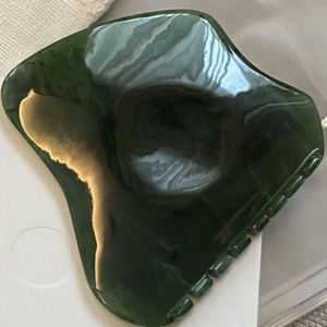 Green Nephrite Jade Guasha Scraping Massage Tool Jade Roller Gua Sha Face Massager Facial Stone Gua Sha Board