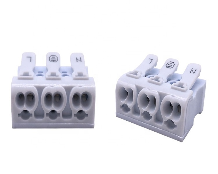 Small Electrical Quick Push Wire Connector 3 Pin 3 Holes Self-locking LED Lamp Terminal Block For Junction Box