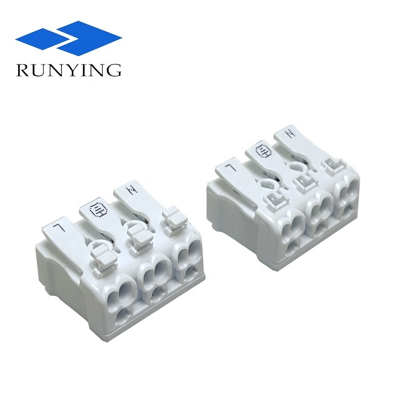 Small Electrical Quick Push Wire Connector 3 Pin 3 Holes Self-locking LED Lamp Terminal Block For Junction Box