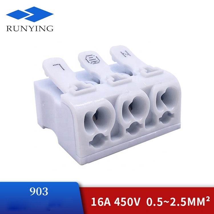 Small Electrical Quick Push Wire Connector 3 Pin 3 Holes Self-locking LED Lamp Terminal Block For Junction Box