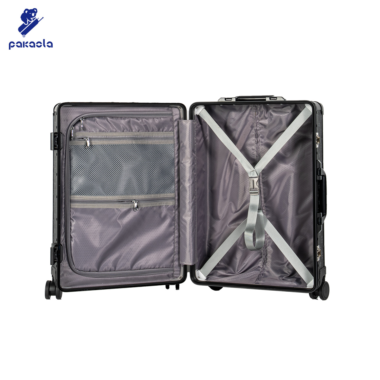 PC and Aluminum matte black luggage registration Suitcase Luxury carry on  customize pattern suitcase