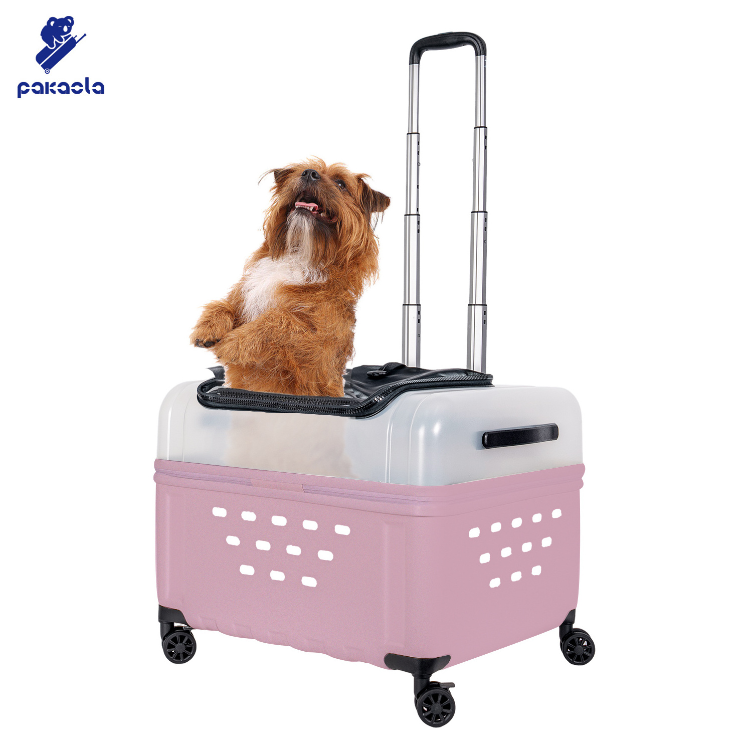 Large On Wheels Stroller Trolley Pull rod Pet Carrier Breathable Fully Transparent Cat Bag for Travel Pet suitcase