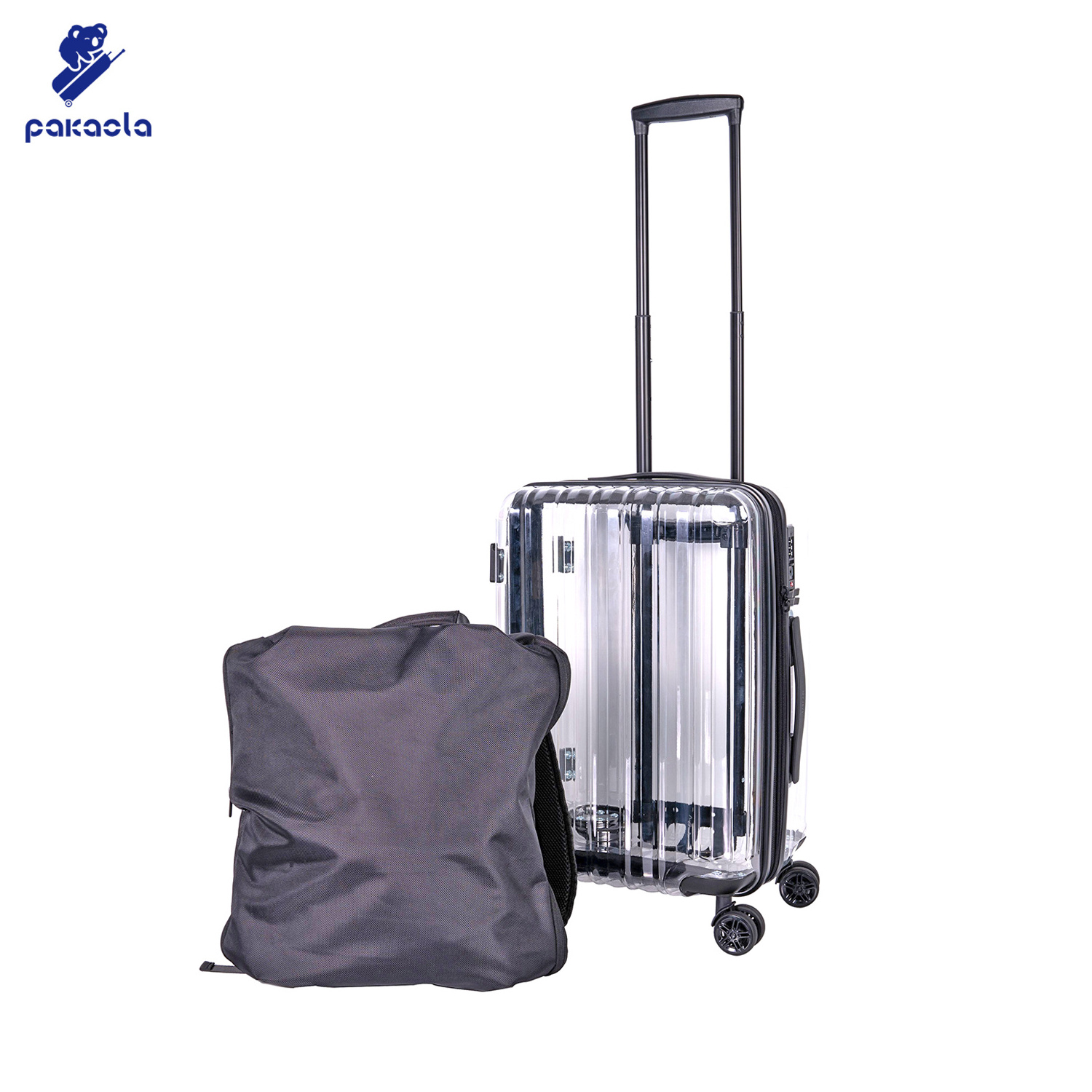 100% Polycarbonate Transparent Carry On Luggage 19inch travel Suitcase