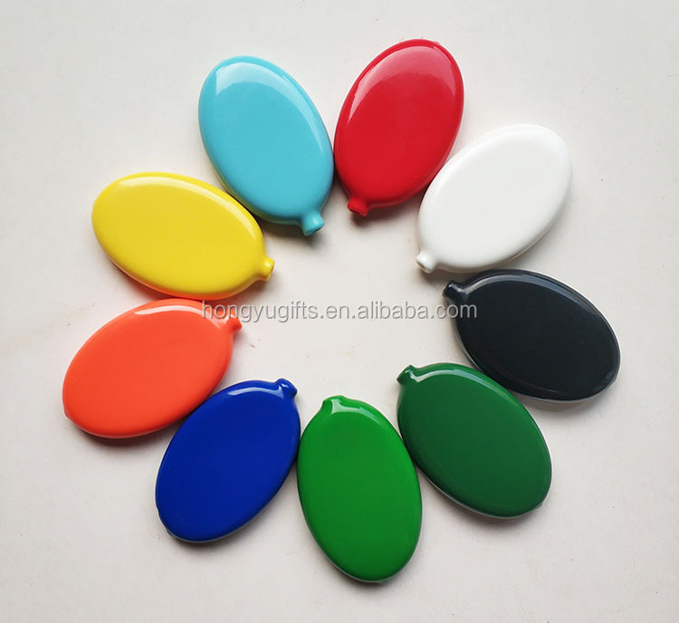 Custom logo PVC /Rubber Blank squeeze Oval  coin purse with keychain for bag and business promotion gift coin pouch