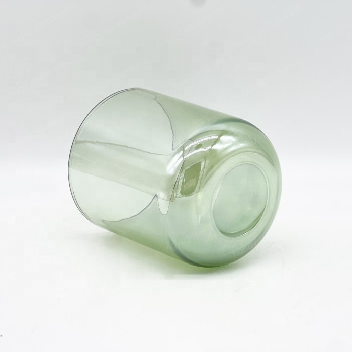 HONGYU 8oz 10oz 12oz Pearl Green Round Bottom jar Candle Jar Luxury Aura Candle Vessel Glass for Home Decoration