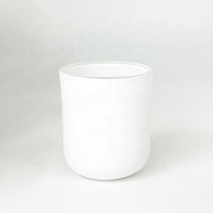 HONGYU 3oz 8oz matte white candle jars aura candle vessels round bottom with lids and box white glass jar for scented candle