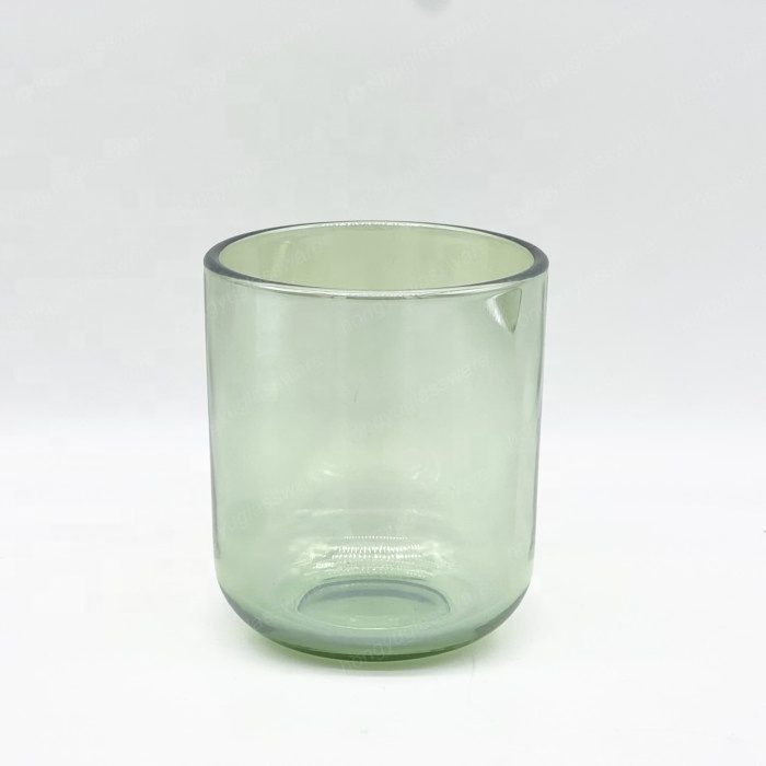 HONGYU 8oz 10oz 12oz Pearl Green Round Bottom jar Candle Jar Luxury Aura Candle Vessel Glass for Home Decoration