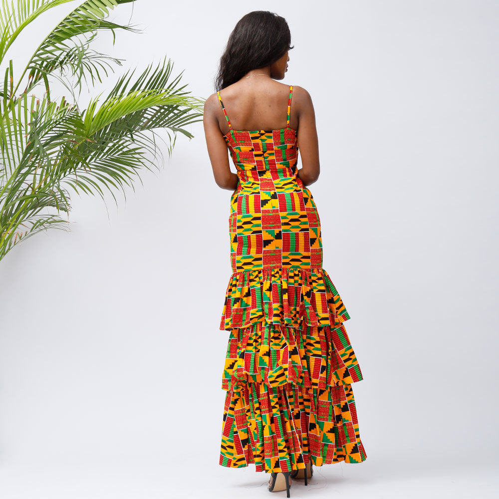 Summer Women's African Dress printing design sleeveless kitenge dress designs for african women