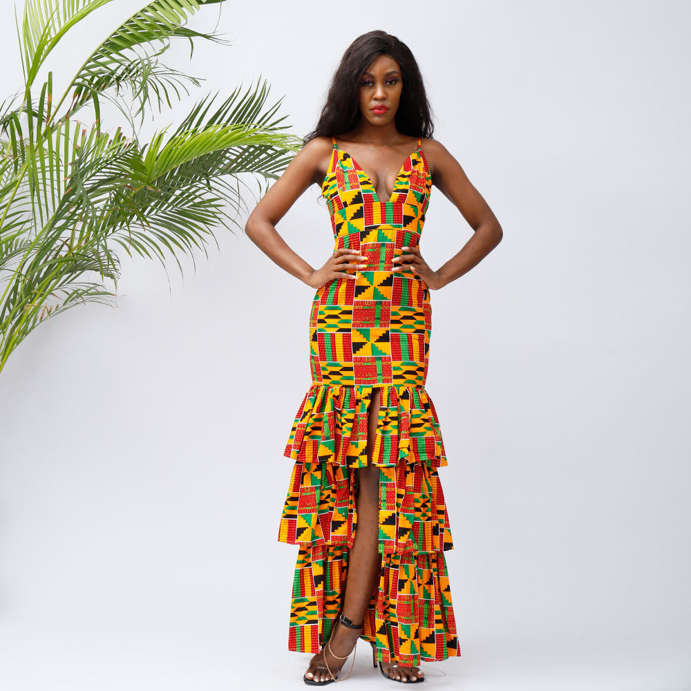 Summer Women's African Dress printing design sleeveless kitenge dress designs for african women