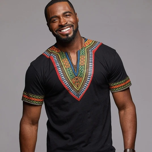 Hot Sell Dashiki african kitenge shirts For Men Fit Patchwork T-shirt Casual shirts african men clothings