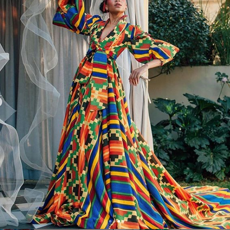 Hot Sell Traditional African Kitenge Designs Long Sleeve Maxi Evening Gown Dress For Ladies BestSuppliers