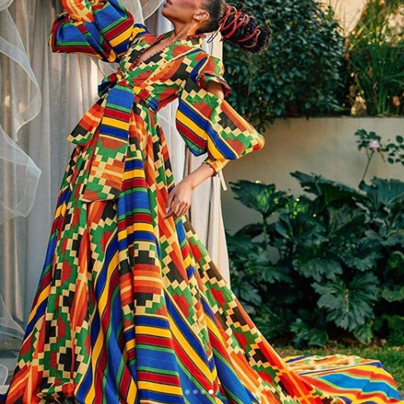 Hot Sell Traditional African Kitenge Designs Long Sleeve Maxi Evening Gown Dress For Ladies